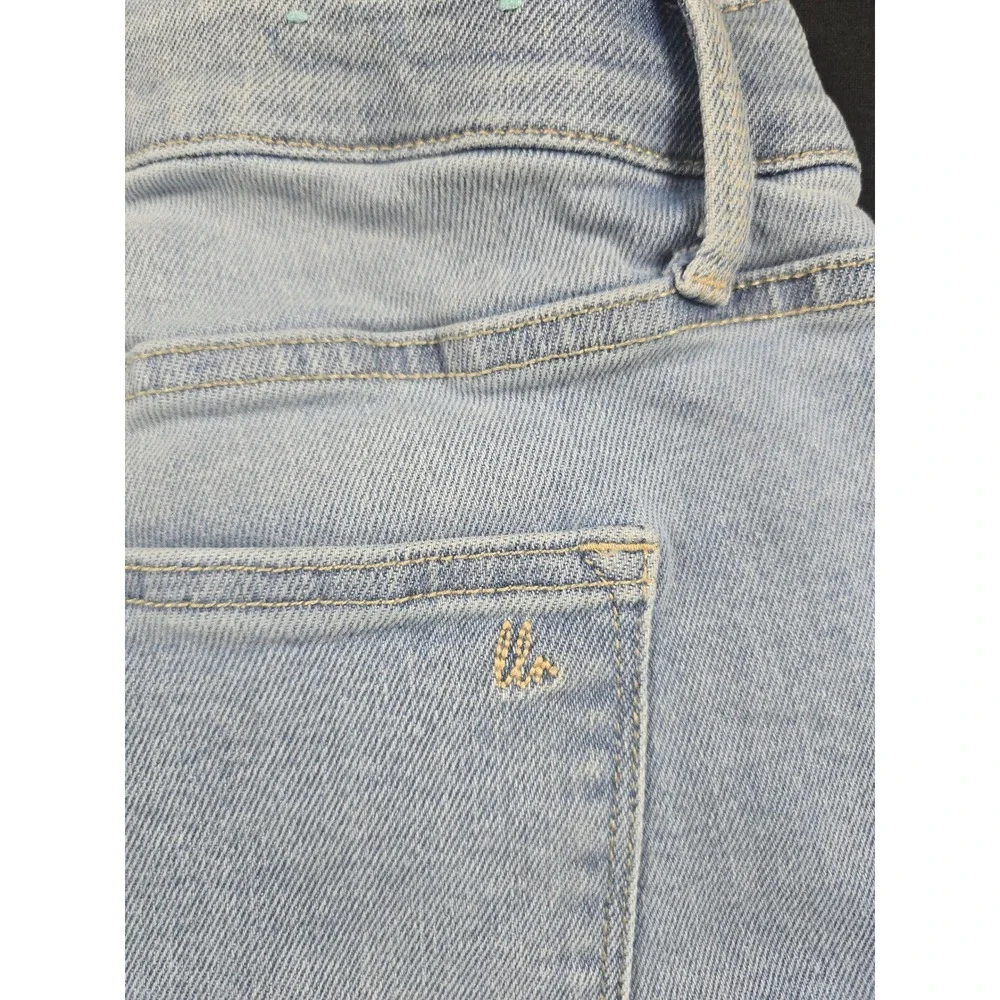 LuLaRoe Womens Size 36 Light Wash Front Seam Straight Leg Elastic Waist Jeans